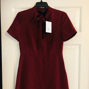 Theory Classic Tie-Neck Crepe Dress Currant Size 4